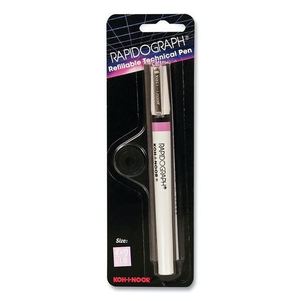 Koh-I-Noor 3165 Series Rapidograph Technical Drawing Fountain Pen, 4x0 0.18 mm, White/Pink Barrel 3165.4Z